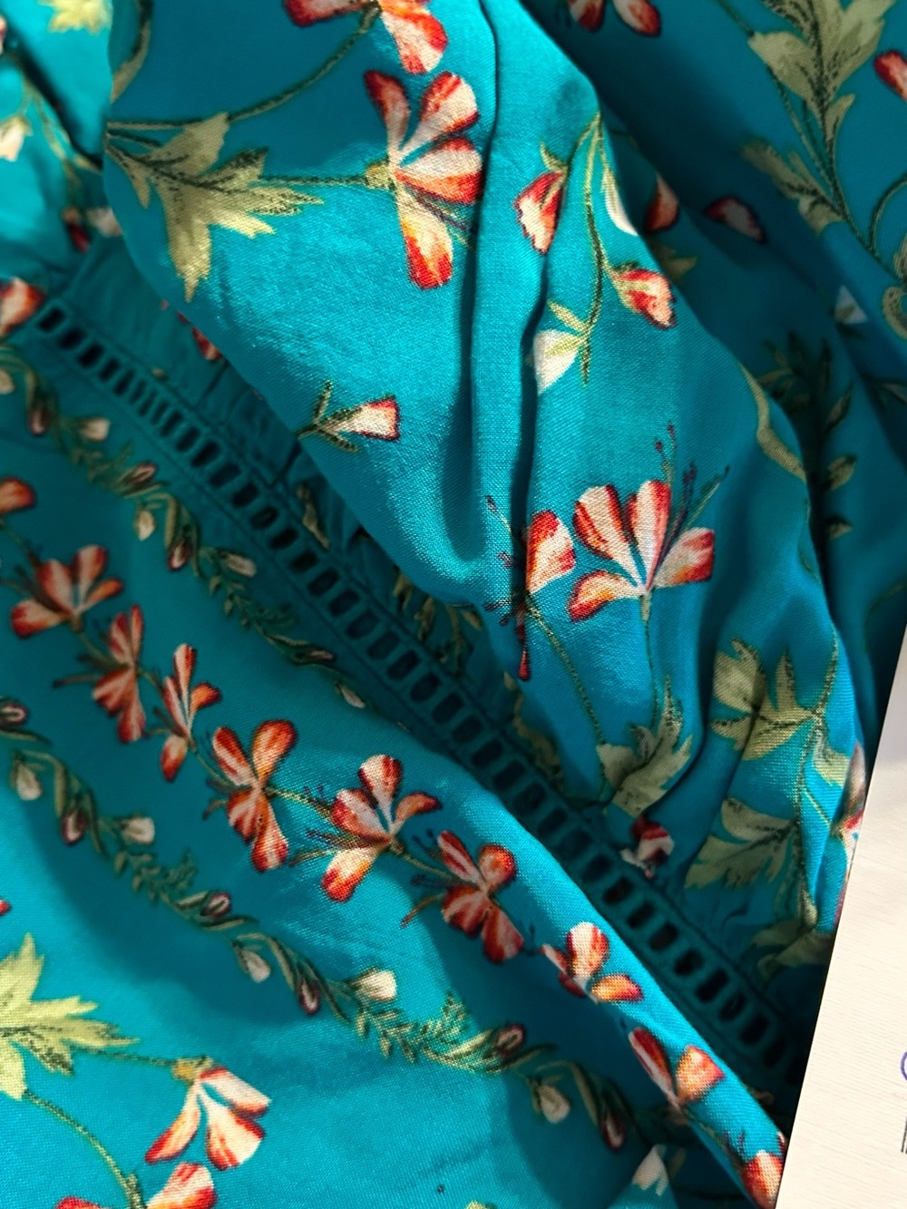 crown & ivy Teal Floral Peasant Blouse - Picture 4 of 4